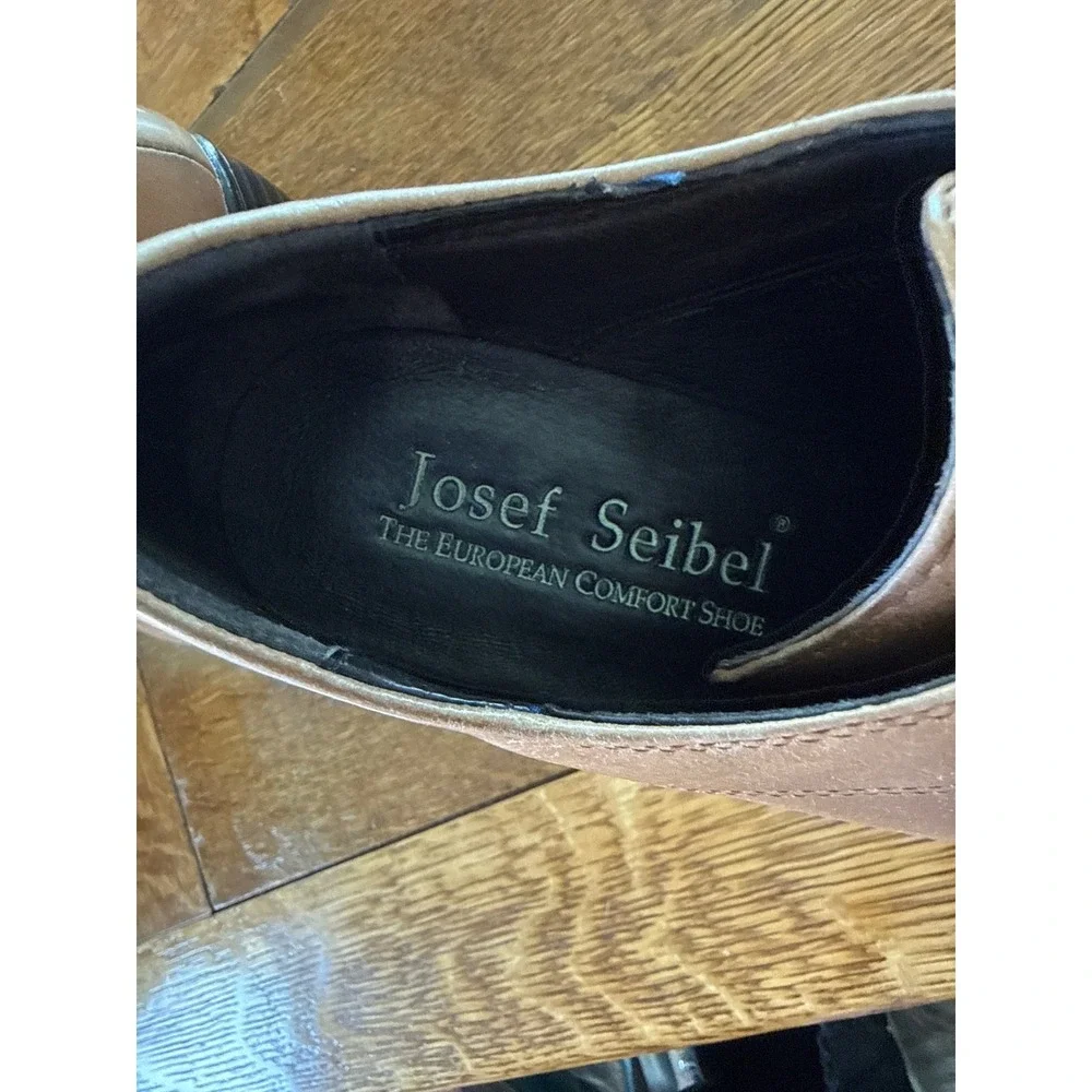 Josef Seibel Womens Tan Leather‎ Lace Up Wingtip Oxford Comfort Heels Size 6.5
